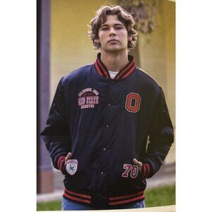 Ohio State Buckeyes Colosseum Mens Black Bomber Jacket Large Snap Front NCAA NEW